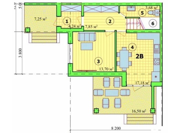 Квадрекс Ihouse Quadro: планировка 2-комнатной квартиры 125 м²