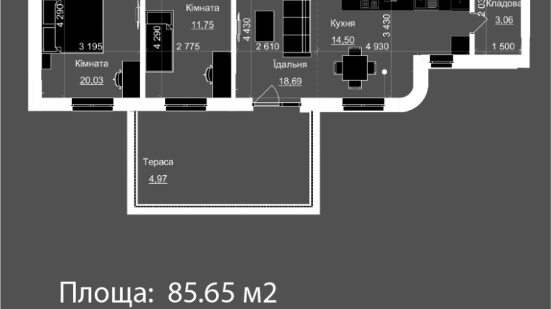 Планировка 2-комнатной квартиры в ЖК Nova Magnolia 85.65 м², фото 559266