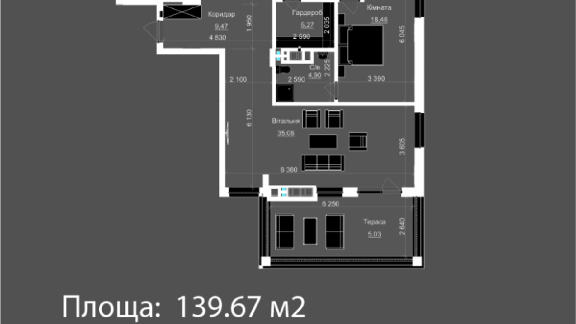 Планування 3-кімнатної квартири в ЖК Nova Magnolia 139.67 м², фото 559293