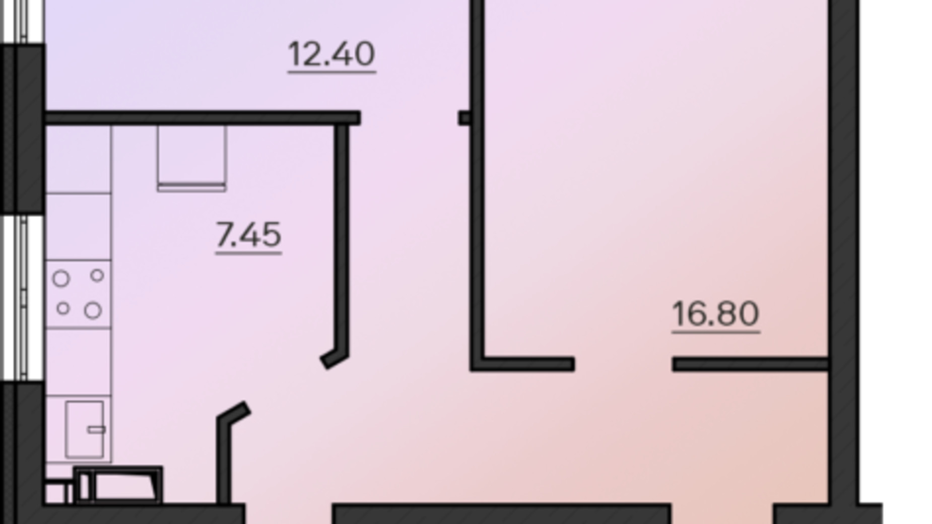 Планировка 2-комнатной квартиры в ЖК Острова 55.15 м², фото 559370