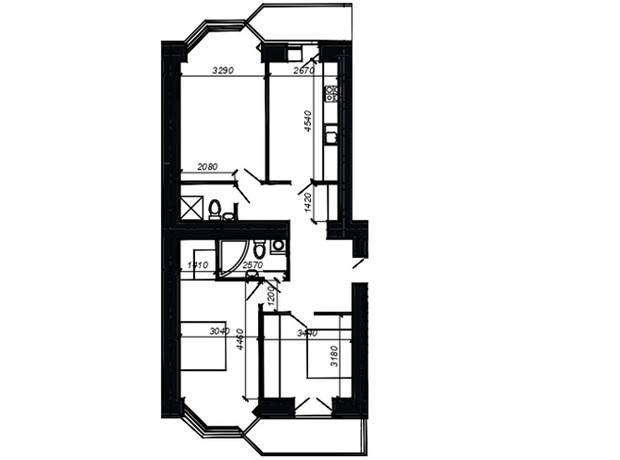 ЖК ул. Глубокая, 19: планировка 3-комнатной квартиры 82.2 м²