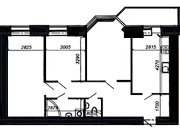 ЖК ул. Глубокая, 19: планировка 3-комнатной квартиры 76.35 м²