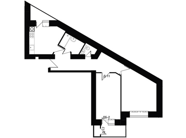 ЖК просп. Злуки, 25: планировка 2-комнатной квартиры 64.8 м²