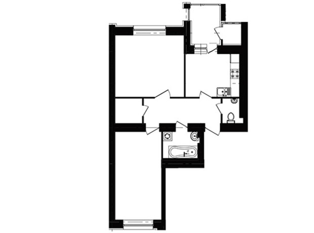 ЖК вул. Микулинецька, 101А: планування 2-кімнатної квартири 67.47 м²