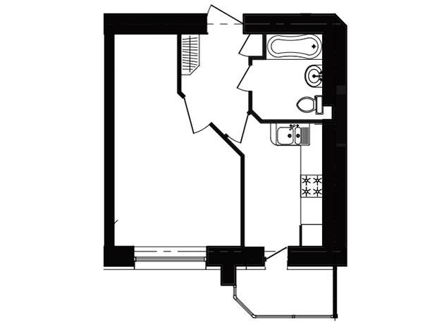 ЖК ул. Микулинецкая, 101А: планировка 1-комнатной квартиры 31.68 м²