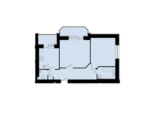 ЖК ул. Микулинецкая, 101А: планировка 2-комнатной квартиры 61.23 м²