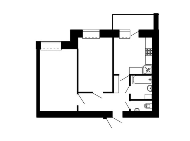 ЖК Острозький: планування 2-кімнатної квартири 58.42 м²