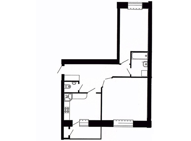 ЖК Острозький: планировка 2-комнатной квартиры 72.5 м²