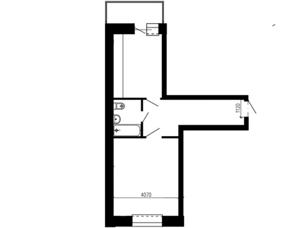 ЖК Острозький: планування 1-кімнатної квартири 50.5 м²