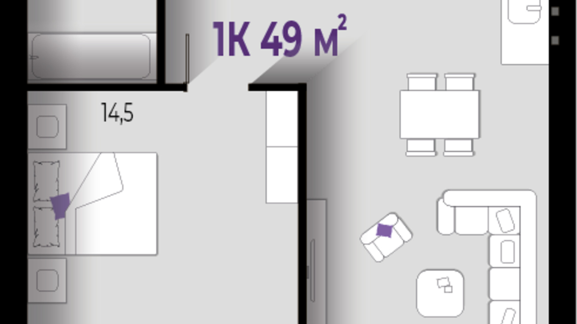 Планування 1-кімнатної квартири в ЖК Wawel 49 м², фото 559974