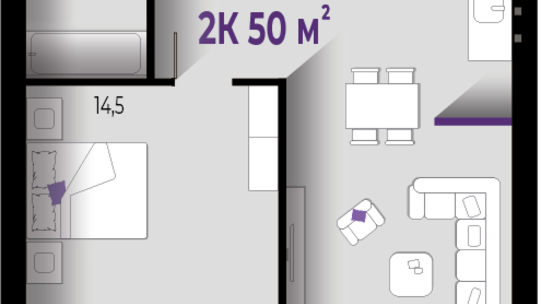 Планировка 2-комнатной квартиры в ЖК Wawel 50 м², фото 559975