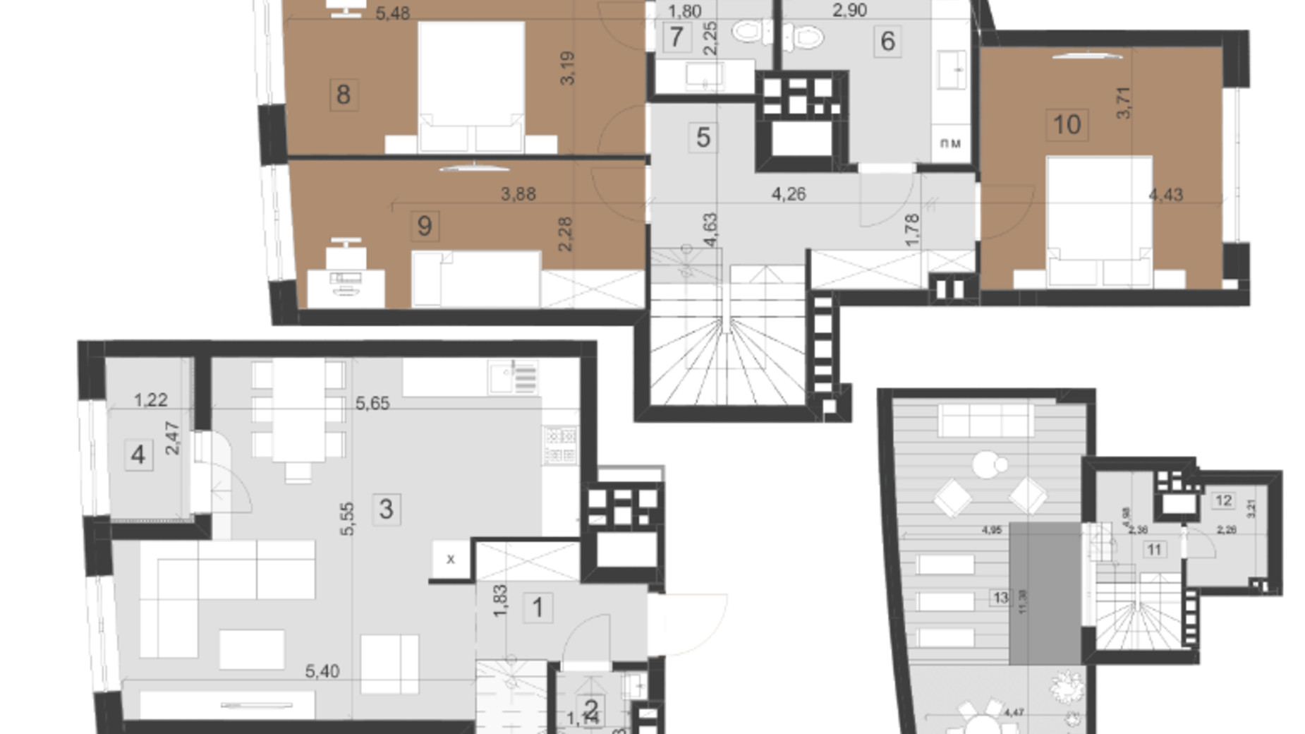 Планування 3-кімнатної квартири в ЖК Парус Преміум 138.5 м², фото 560526