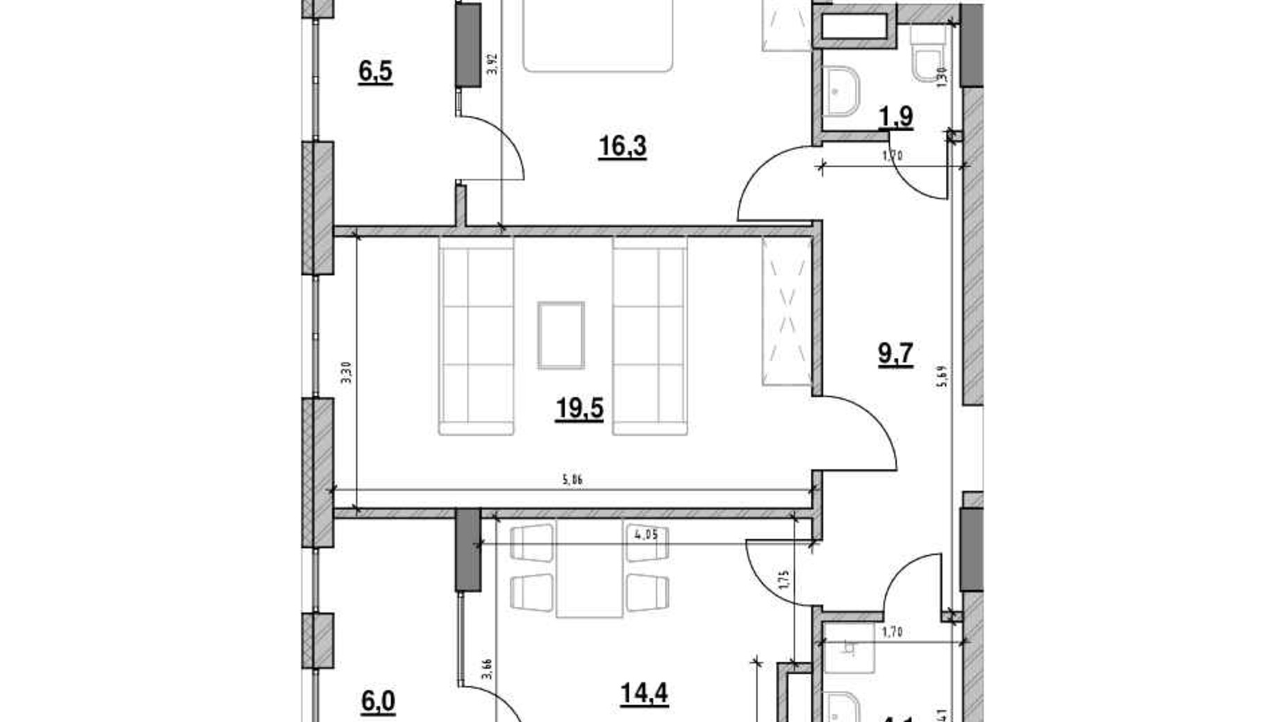 Планировка 2-комнатной квартиры в ЖК Велика Британія 78.4 м², фото 560544