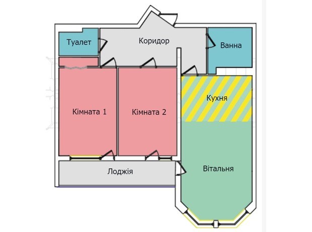 ЖК Киевский: планировка 2-комнатной квартиры 76.4 м²