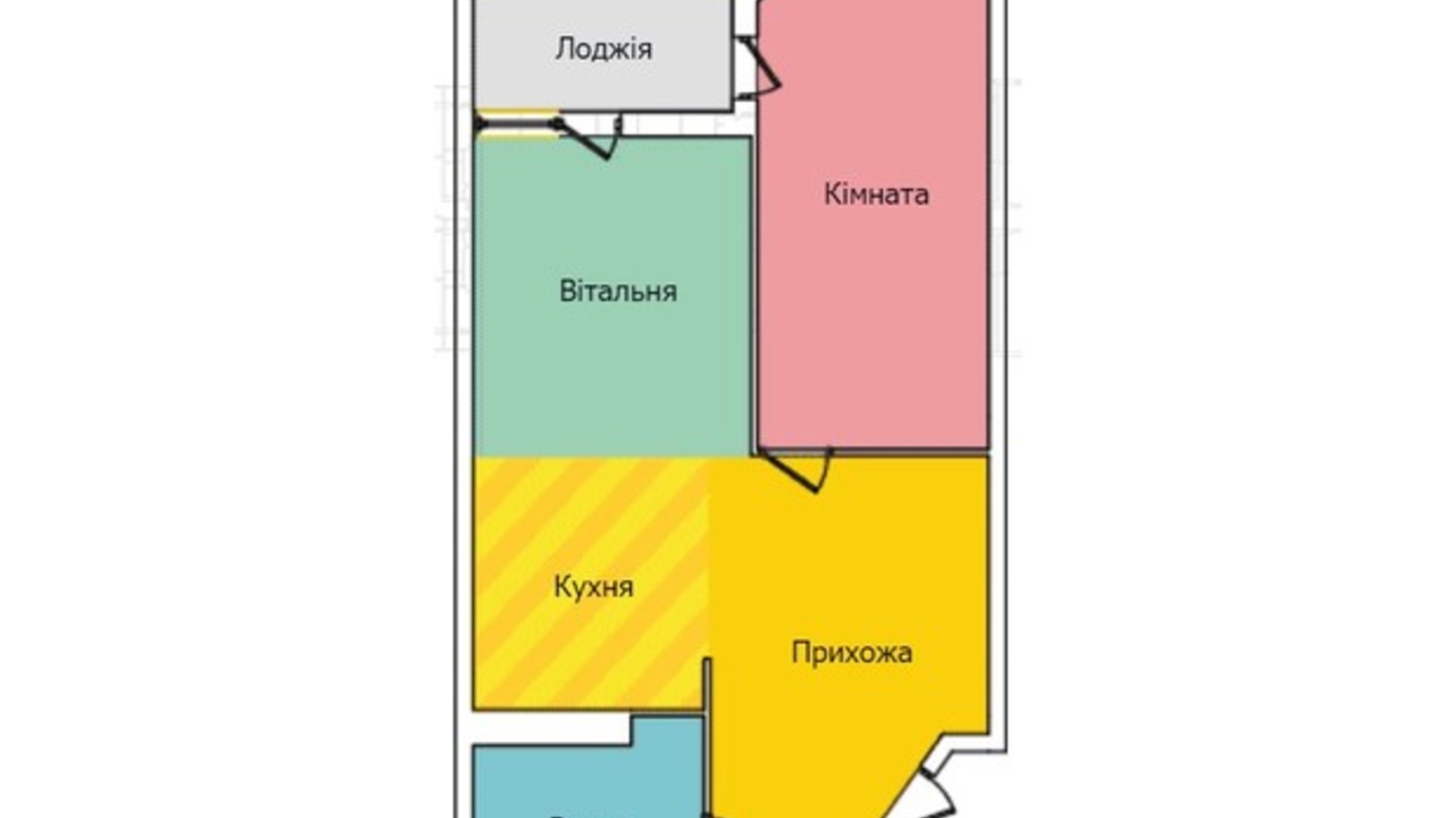 Планировка 1-комнатной квартиры в ЖК Киевский 61.9 м², фото 560750