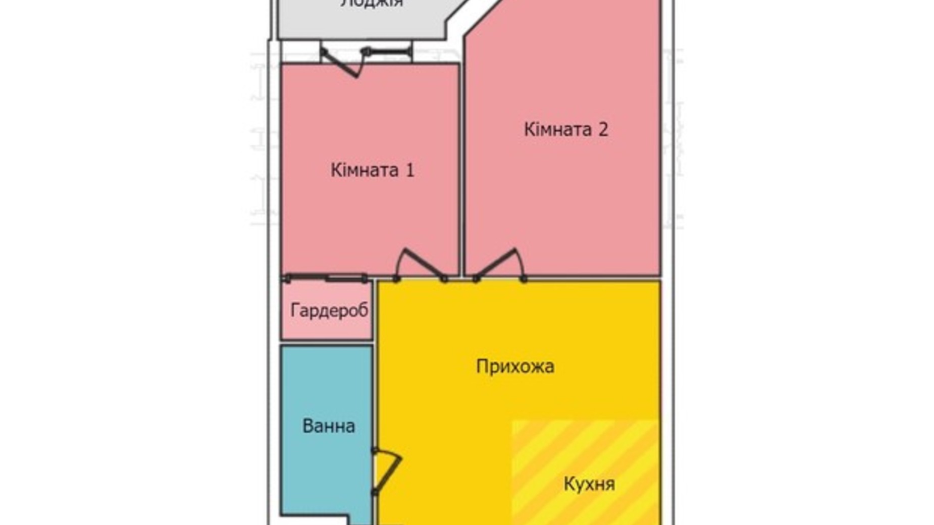 Планировка 2-комнатной квартиры в ЖК Киевский 49.9 м², фото 560752