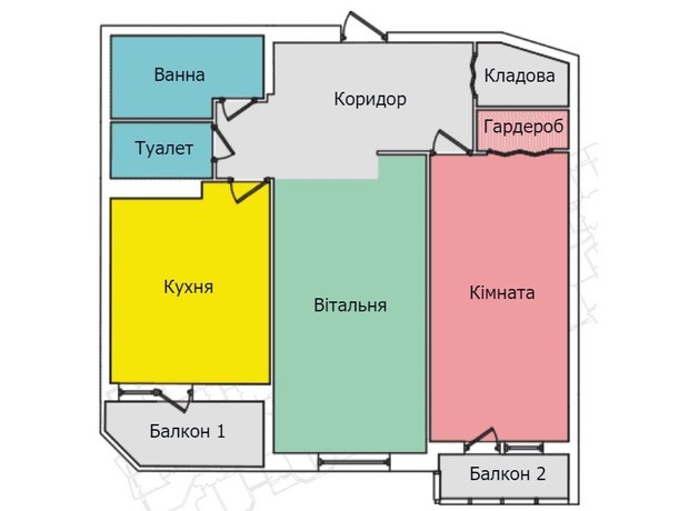 ЖК Київський: планування 2-кімнатної квартири 69.5 м²