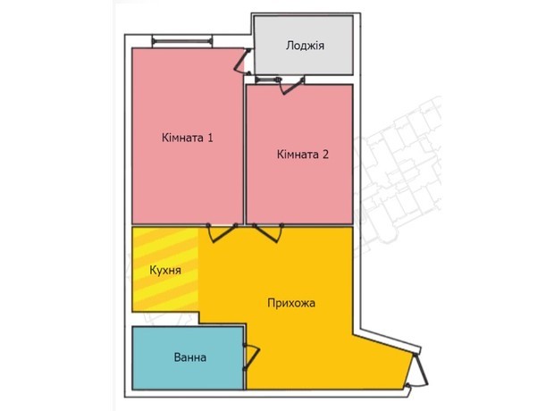 ЖК Київський: планування 2-кімнатної квартири 55.9 м²