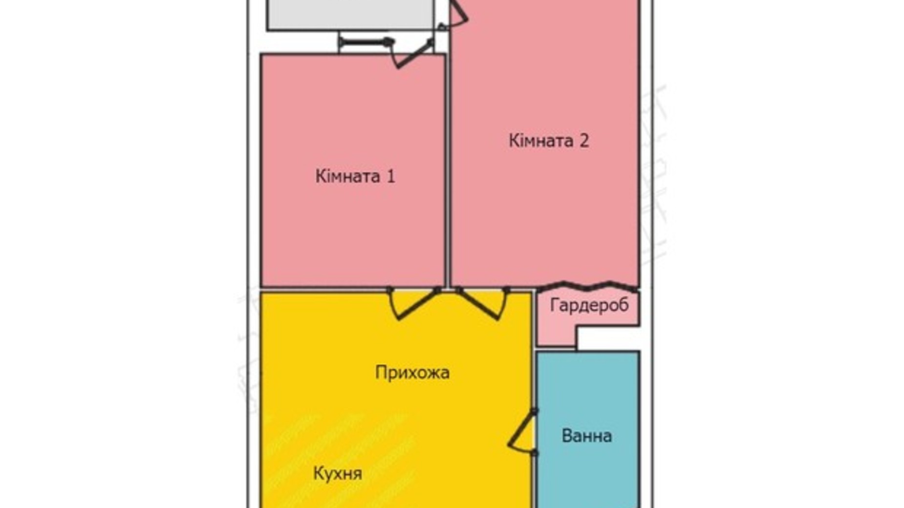 Планировка 2-комнатной квартиры в ЖК Киевский 50.4 м², фото 560756