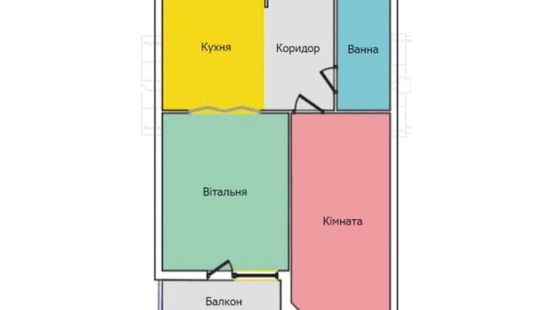 Планування 1-кімнатної квартири в ЖК Київський 50.8 м², фото 560757