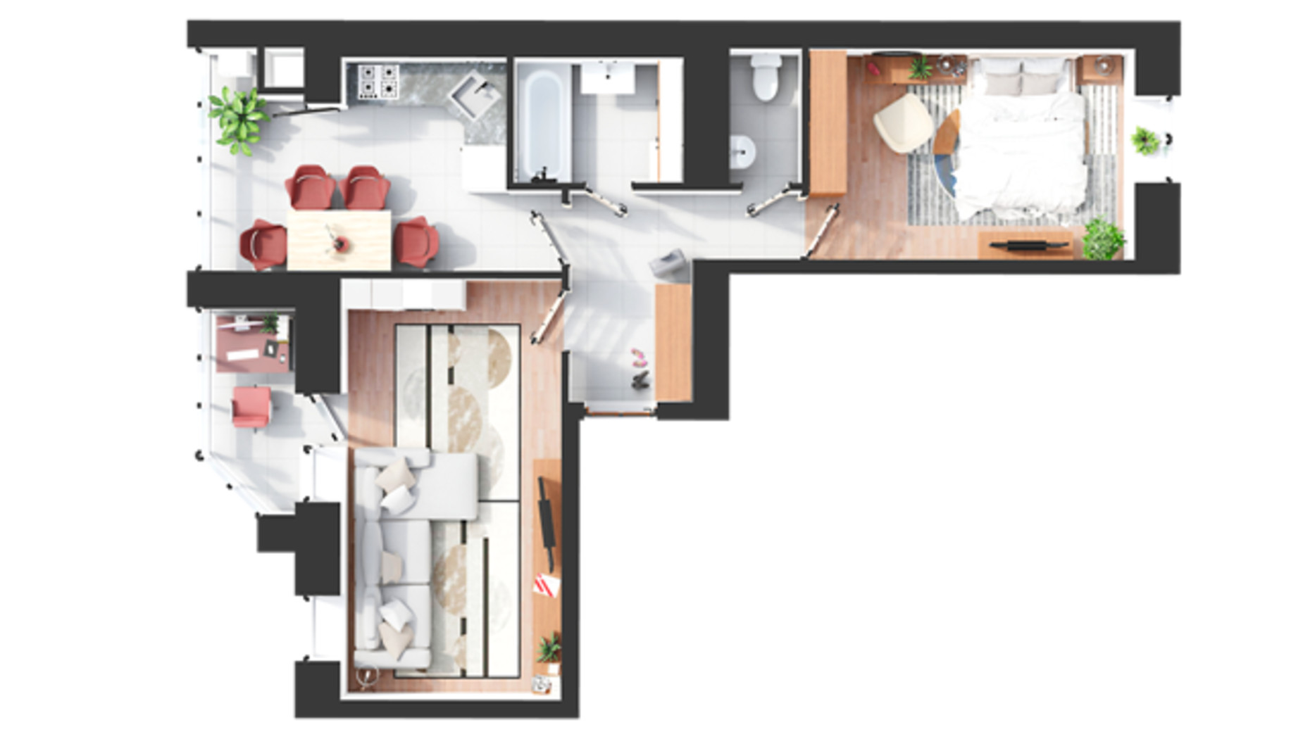 Планировка 2-комнатной квартиры в ЖК Эней 58 м², фото 560779
