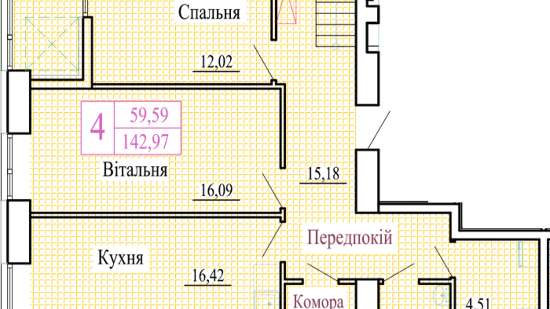 Планування багато­рівневої квартири в ЖК Атмосфера 142.97 м², фото 561190