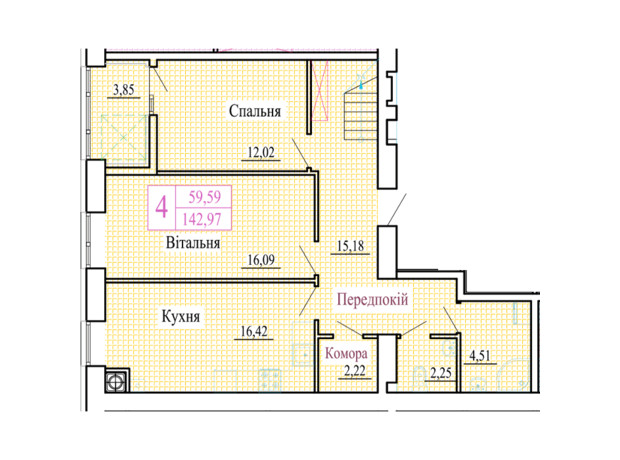 ЖК Атмосфера: планування 4-кімнатної квартири 142.97 м²