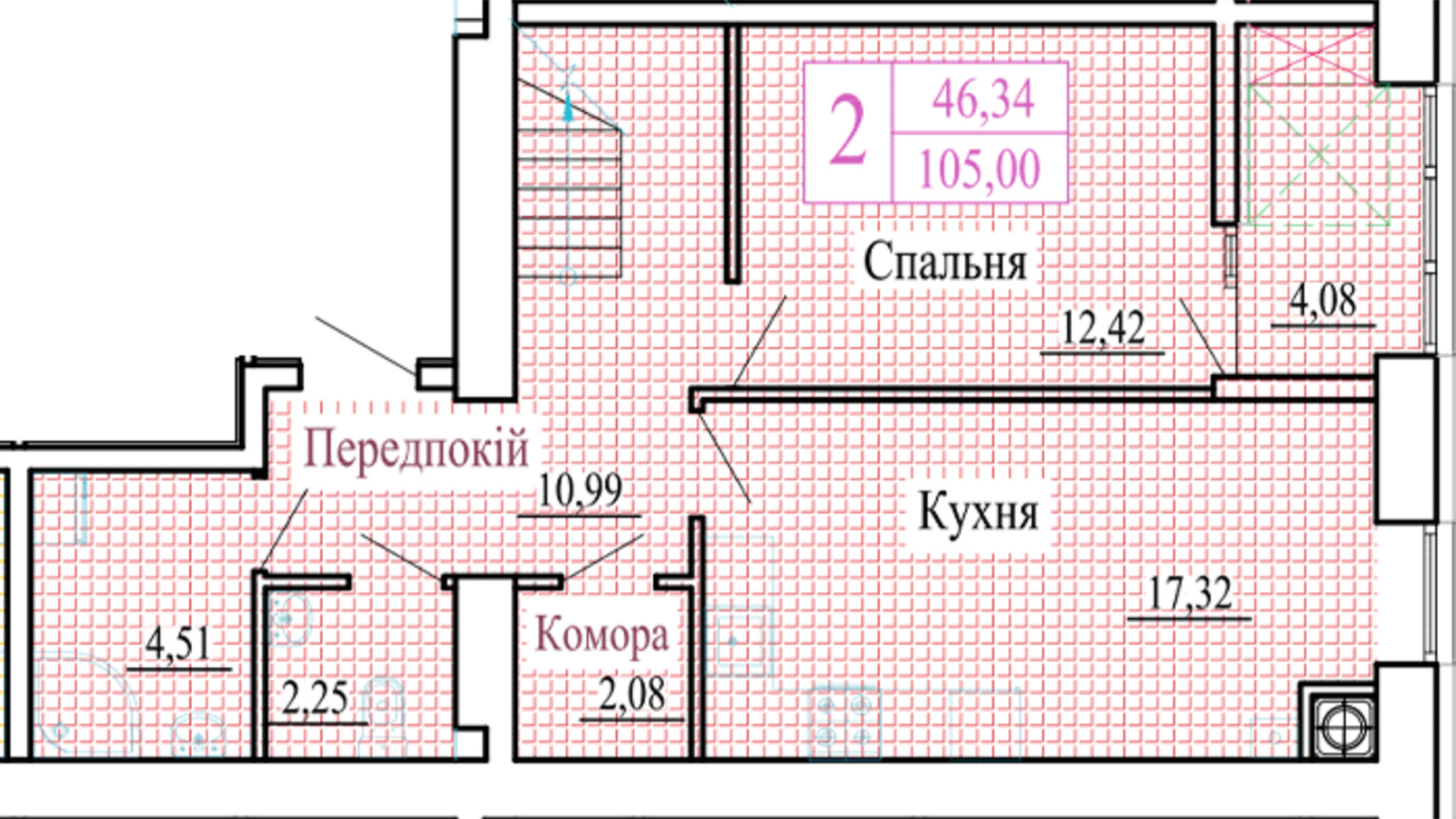 Планировка много­уровневой квартиры в ЖК Атмосфера 105 м², фото 561191