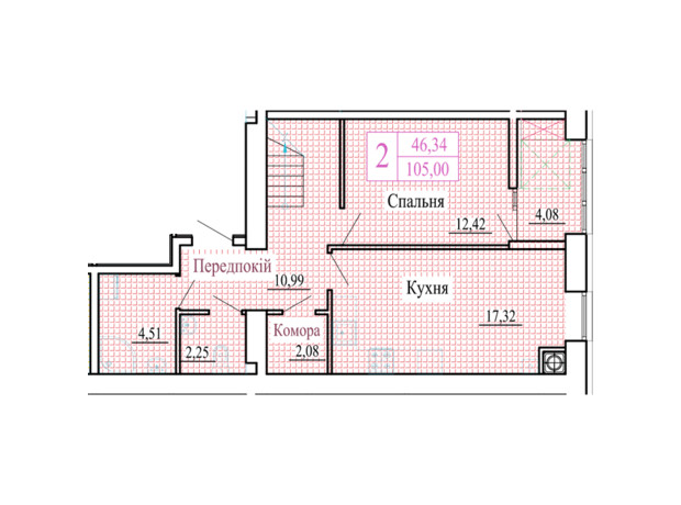 ЖК Атмосфера: планування 2-кімнатної квартири 105 м²