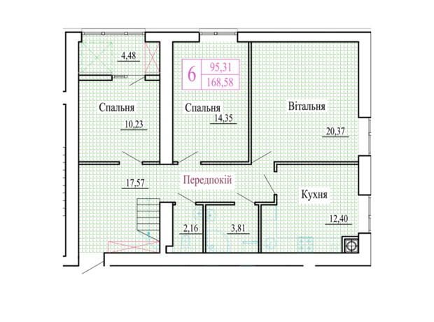 ЖК Атмосфера: планування 6-кімнатної квартири 168.58 м²
