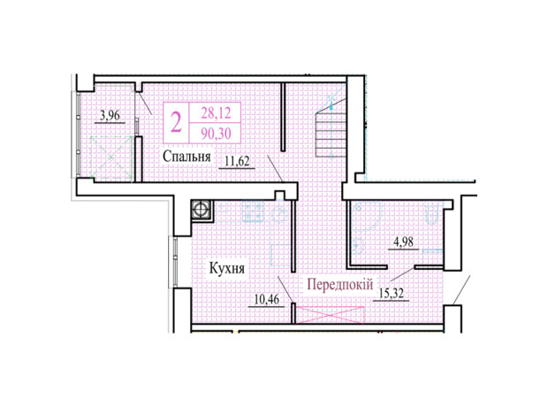 ЖК Атмосфера: планування 2-кімнатної квартири 90.3 м²