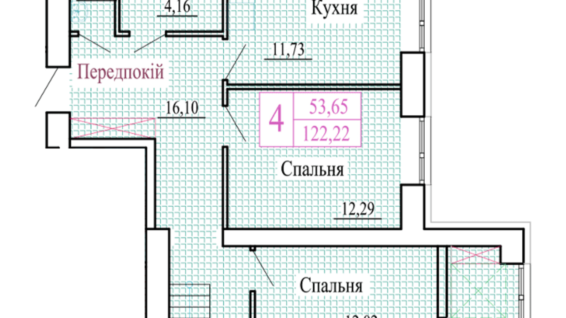 Планування багато­рівневої квартири в ЖК Атмосфера 122.22 м², фото 561204
