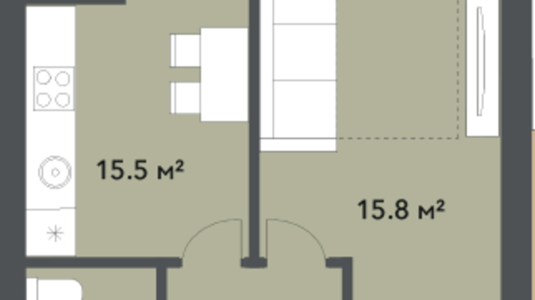 Планировка 1-комнатной квартиры в ЖК Софиевские Липки 43.5 м², фото 561216