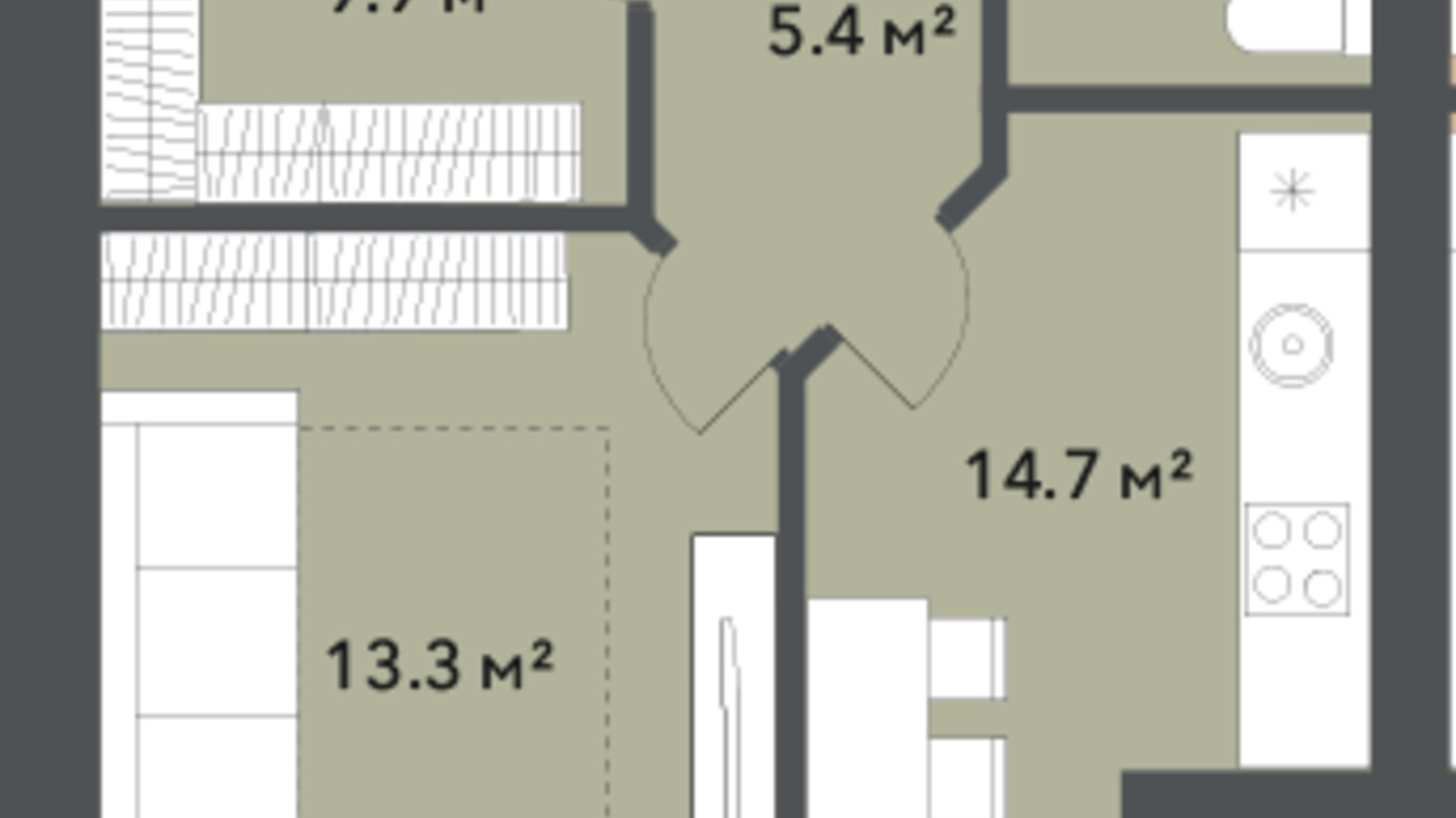 Планировка 2-комнатной квартиры в ЖК Софиевские Липки 48.1 м², фото 561217