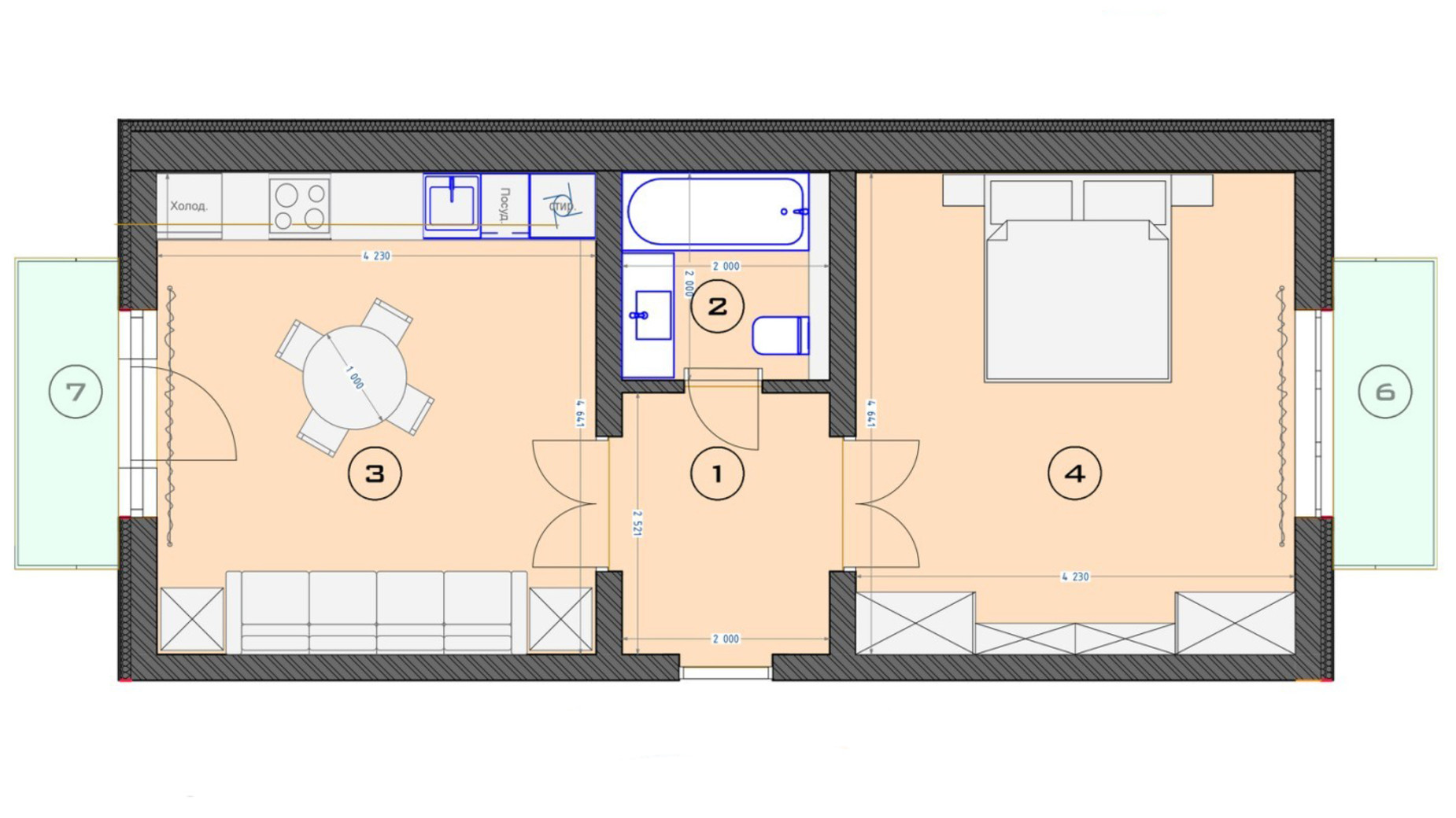 Планування 1-кімнатної квартири в ЖК Трояндовий 54 м², фото 561306