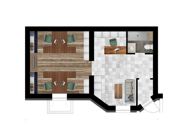 ЖК Трояндовий: планування 1-кімнатної квартири 54 м²