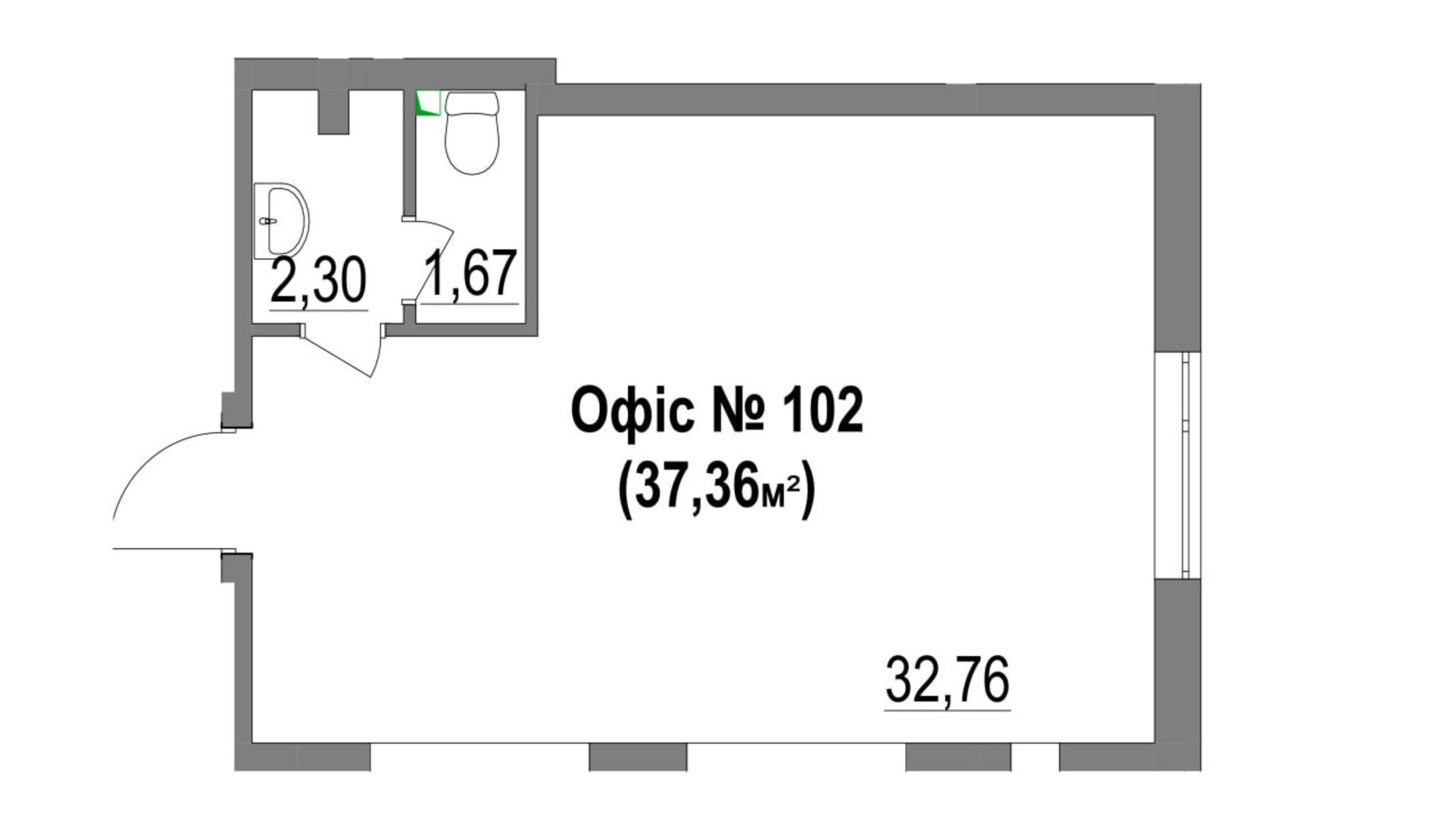 Планування приміщення в БЦ Seven-G 37.36 м², фото 561407