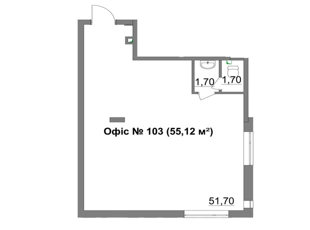 БЦ Seven-G: планування приміщення 55.12 м²