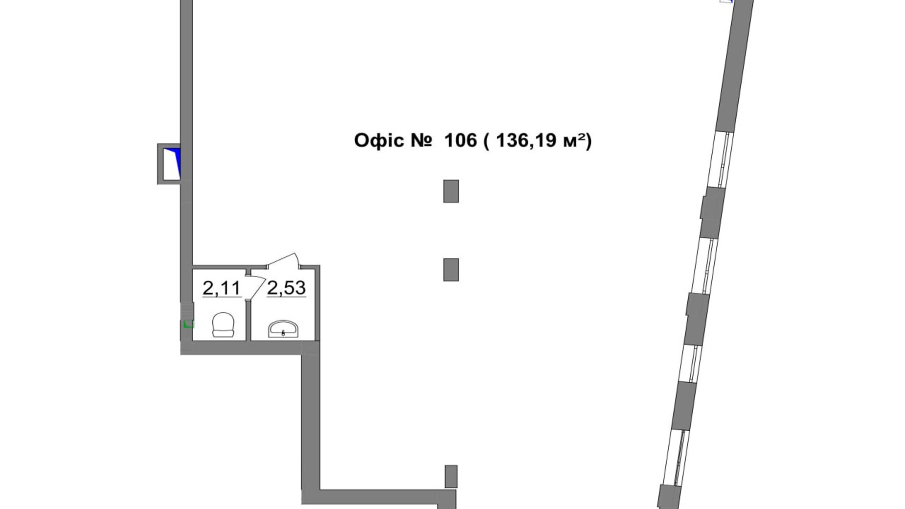 Планування приміщення в БЦ Seven-G 136.23 м², фото 561410