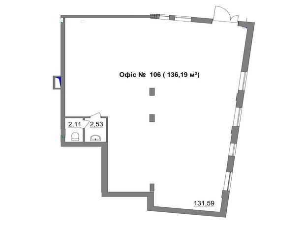БЦ Seven-G: планування приміщення 136.23 м²