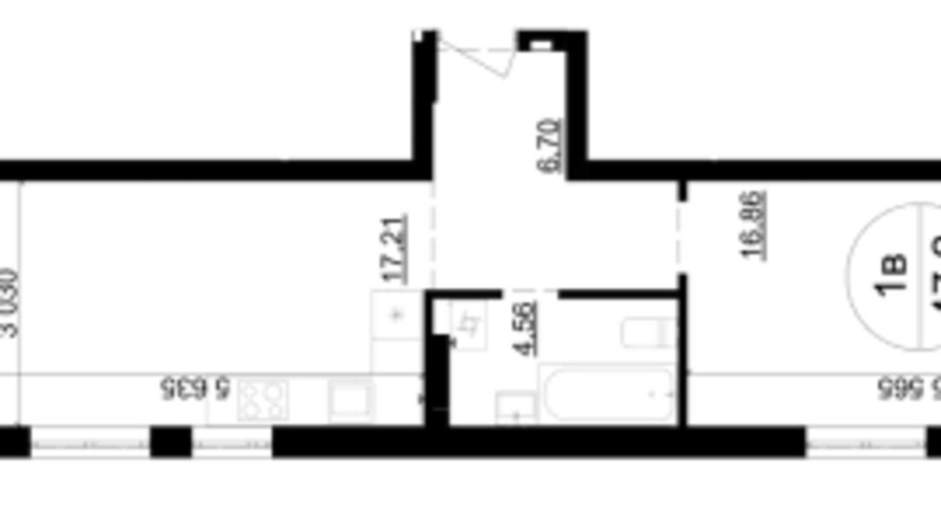 Планировка 1-комнатной квартиры в ЖК Гринвуд-4 47.2 м², фото 561984