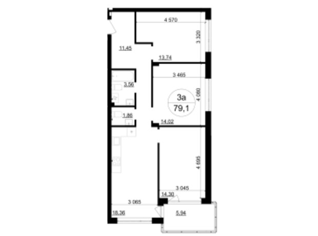 ЖК Грінвуд-4 : планування 3-кімнатної квартири 79.1 м²
