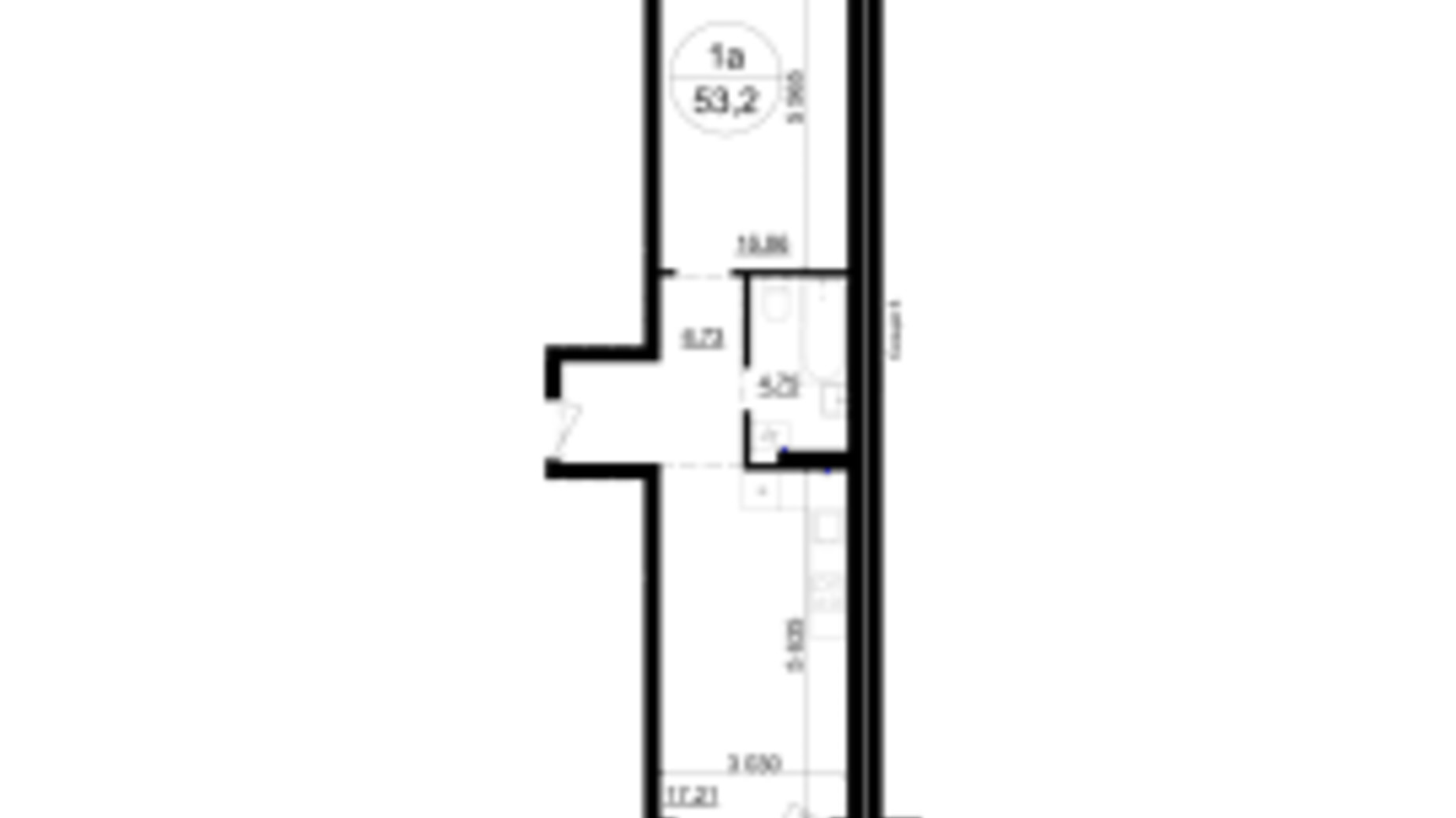 Планування 1-кімнатної квартири в ЖК Грінвуд-4  52.8 м², фото 561993