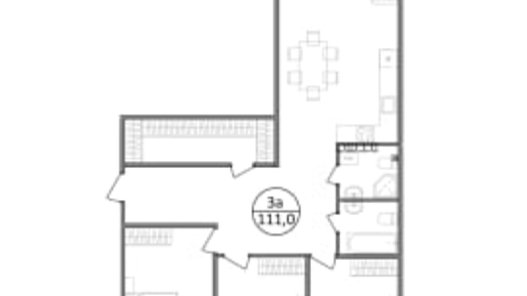 Планировка 3-комнатной квартиры в ЖК Парксайд 111.1 м², фото 562092