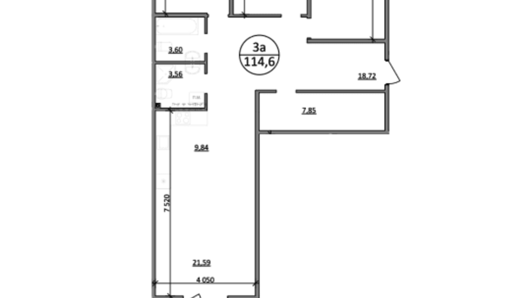 Планування 3-кімнатної квартири в ЖК Парксайд 114.6 м², фото 562103