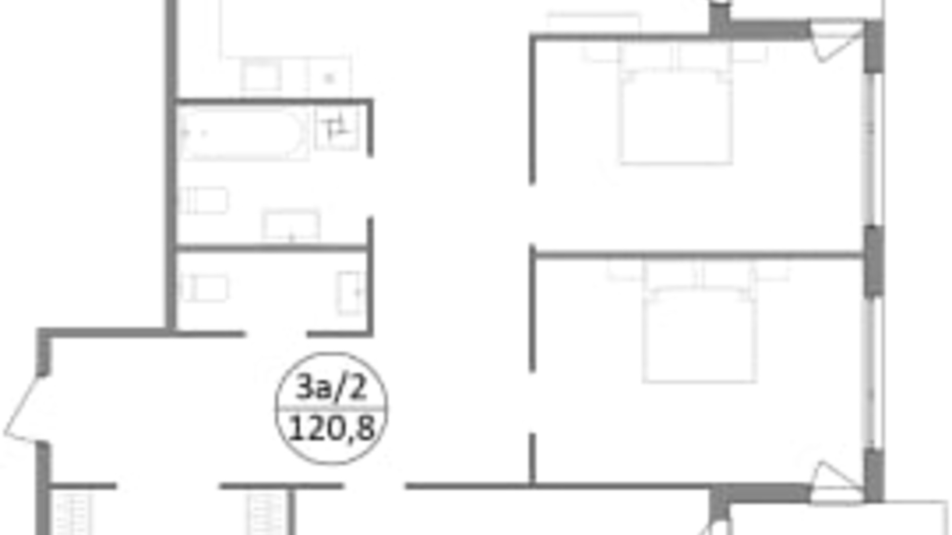 Планування 3-кімнатної квартири в ЖК Грінвуд-3 120.8 м², фото 562110