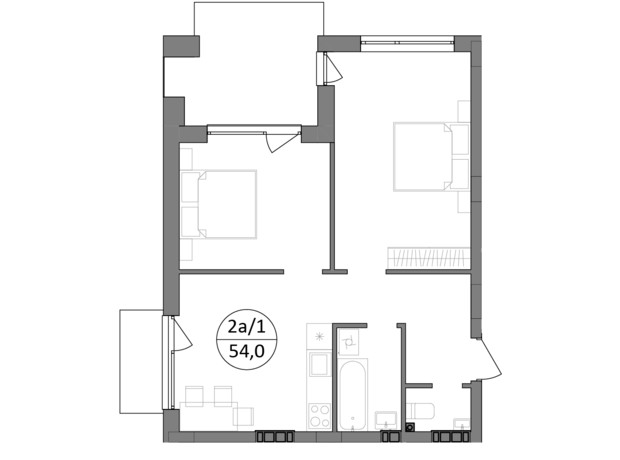ЖК Гринвуд-3: планировка 2-комнатной квартиры 54 м²