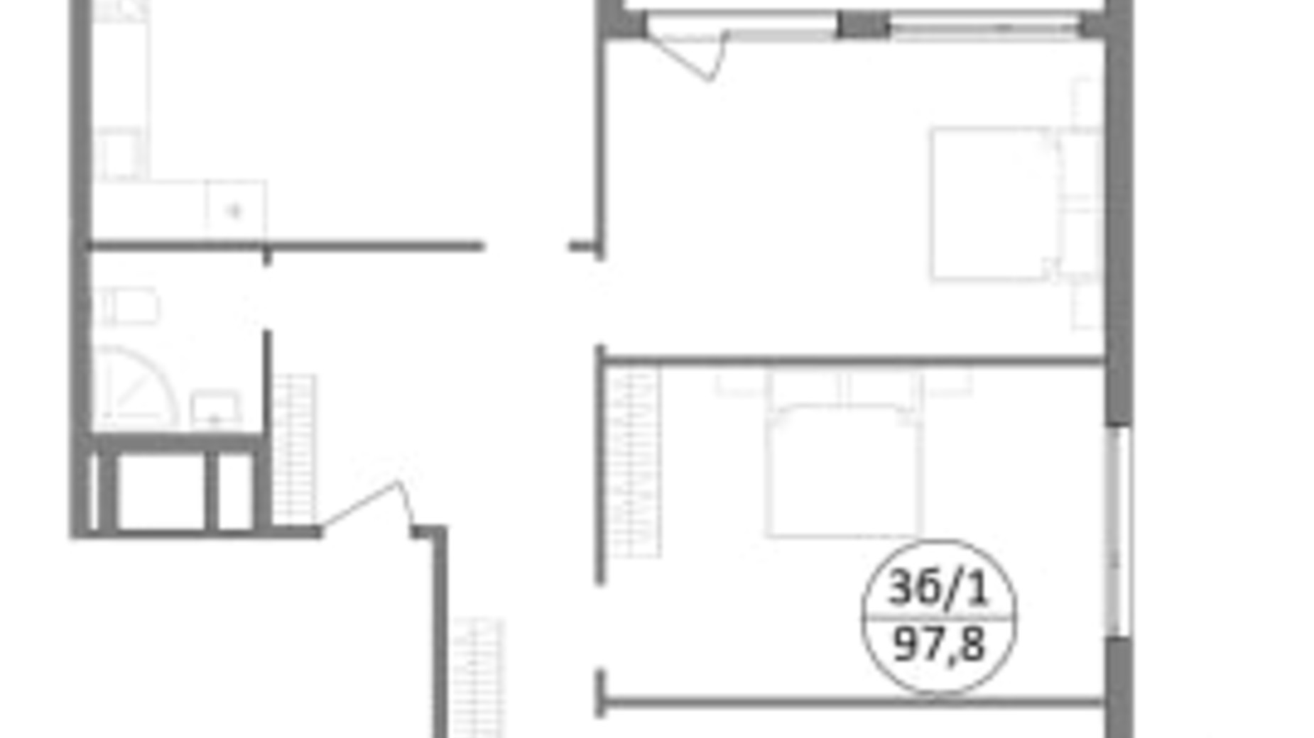 Планировка 3-комнатной квартиры в ЖК Гринвуд-3 97.8 м², фото 562119