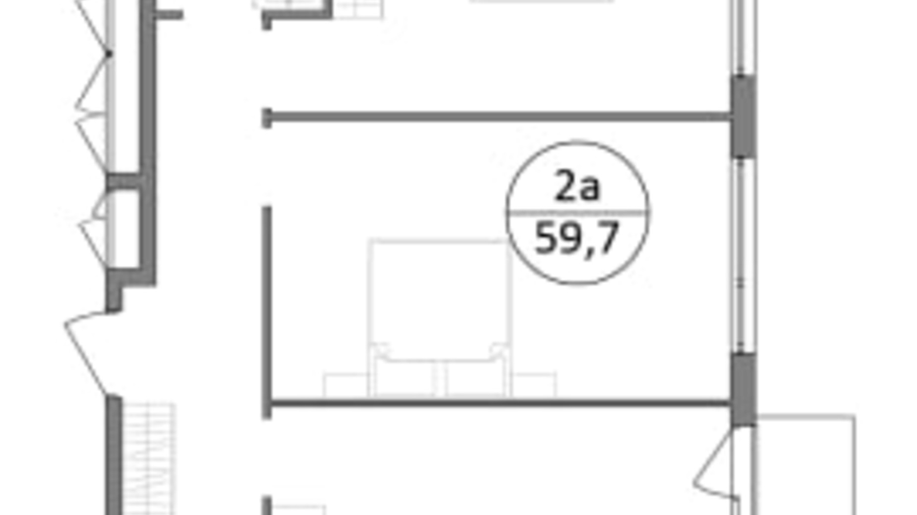 Планировка 2-комнатной квартиры в ЖК Гринвуд-3 59.7 м², фото 562122