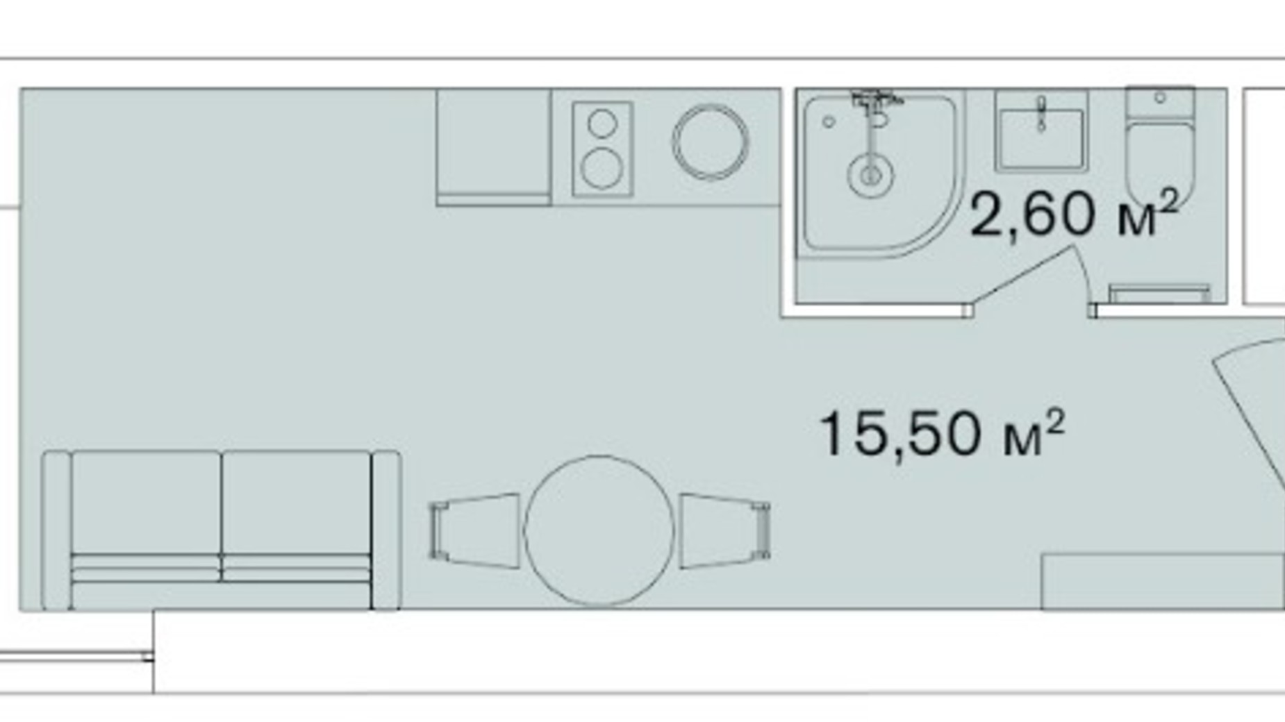 Планування апартаментів в Апарт-комплекс Smart Hill 18.1 м², фото 562683